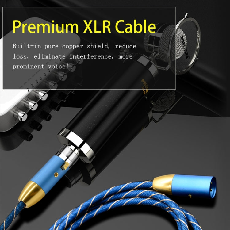 EMK XLR Male to Female Gold-plated Plug Grid Nylon Braided Cannon Audio Cable for XLR Jack Devices, Length: 2m(Blue)