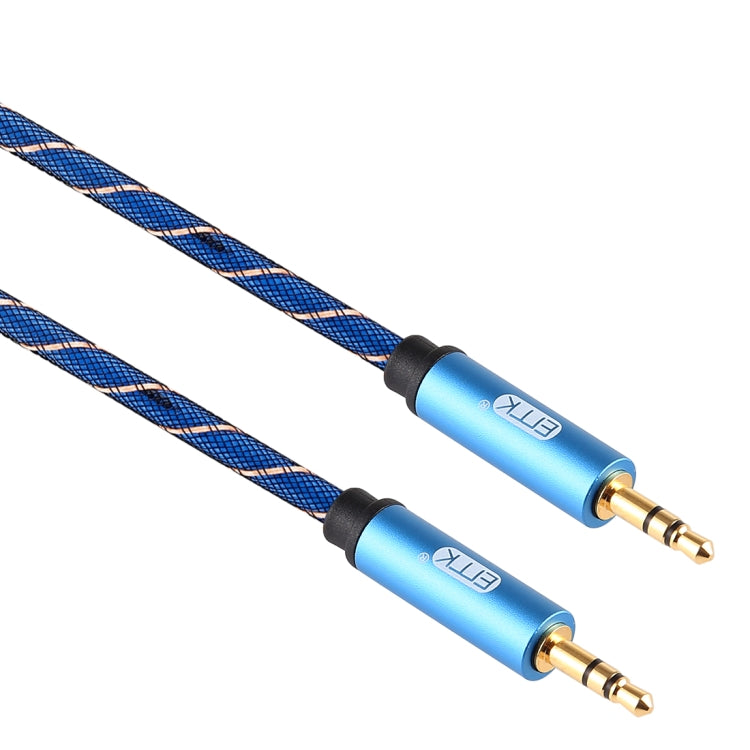 EMK 3.5mm Male to Male Grid Nylon Braided Audio Cable for Speaker / Notebooks / Headphone, Length: 0.5m(Blue)