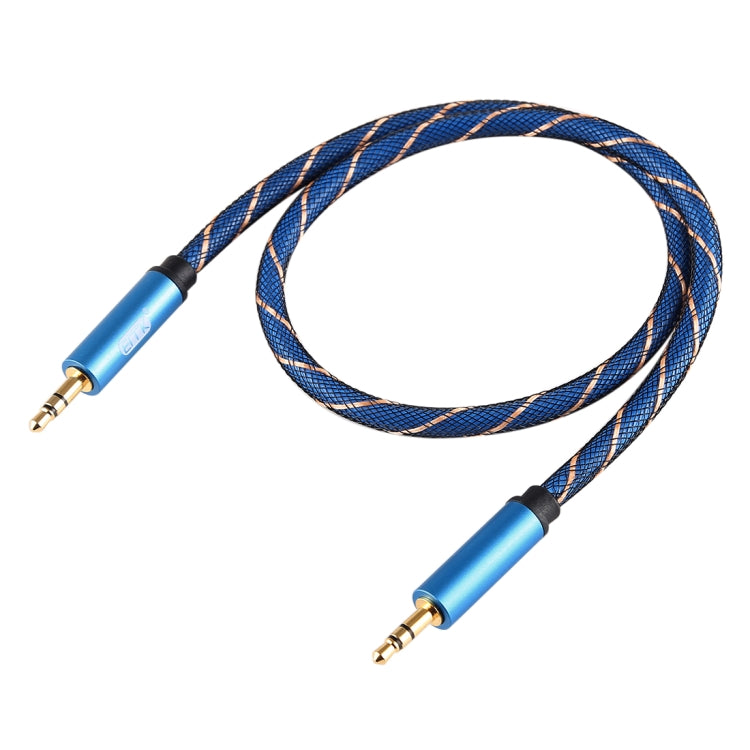 EMK 3.5mm Male to Male Grid Nylon Braided Audio Cable for Speaker / Notebooks / Headphone, Length: 0.5m(Blue)