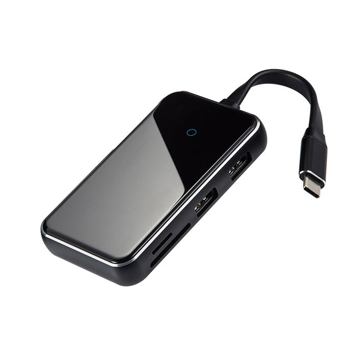 KZ-C-301 7 in 1 VGA Interface + PD Power Supply Port + HDMI HD Interface + 2 USB 3.0 Interface to USB-C / Type-C Interface Glass Surface Multifunction HUB Docking Station with SD & TF Card Slots(Black)