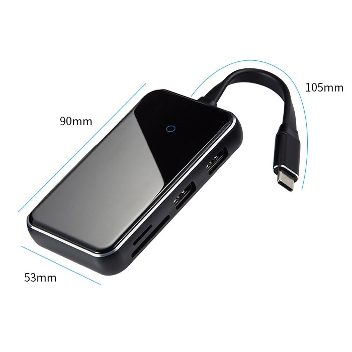 KZ-C-301 7 in 1 VGA Interface + PD Power Supply Port + HDMI HD Interface + 2 USB 3.0 Interface to USB-C / Type-C Interface Glass Surface Multifunction HUB Docking Station with SD & TF Card Slots(Black)