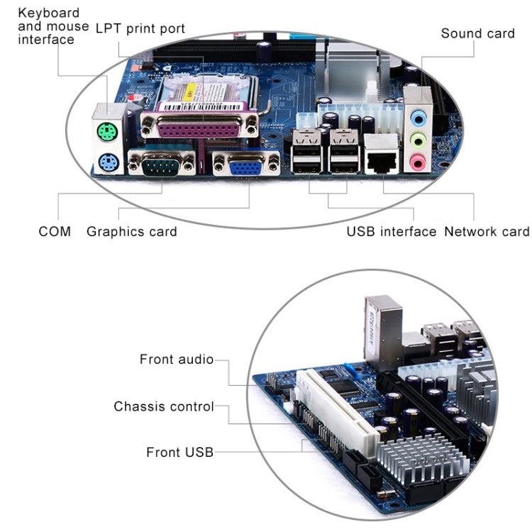 LGA 775 DDR2 Desktop Computer Motherboard for Intel 945GV Chip, Integrated Sound Card Graphics Card Network Card, Support Single / Dual Core