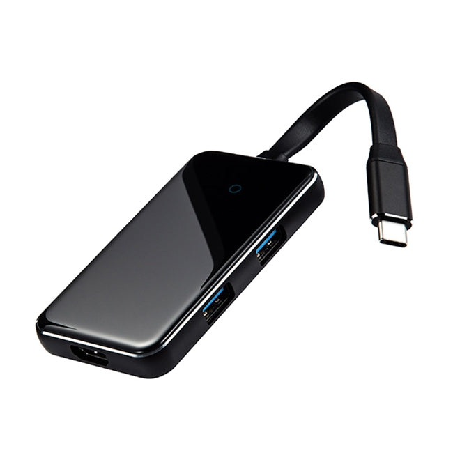 KZ-C-201 6 in 1 PD Power Supply Port + HDMI HD Interface + 2 USB 3.0 Interface to USB-C / Type-C Interface Glass Surface Multifunction HUB Docking Station with SD & TF Card Slots(Black)