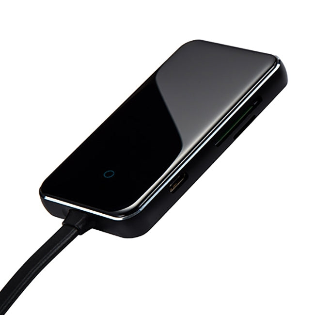 KZ-C-201 6 in 1 PD Power Supply Port + HDMI HD Interface + 2 USB 3.0 Interface to USB-C / Type-C Interface Glass Surface Multifunction HUB Docking Station with SD & TF Card Slots(Black)