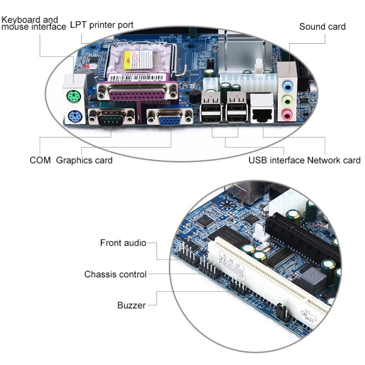 LGA 775 DDR2 Desktop Computer Motherboard for Intel G31 Chip, Sound Card Graphics Card Network Card Fully Integrated