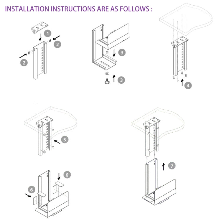 Universal PC Case Holder CPU Stand Hanging Adjustable Computer Mainframe Host Bracket, 300-500mm Height Adjustable, 145-245mm Width Adjustable