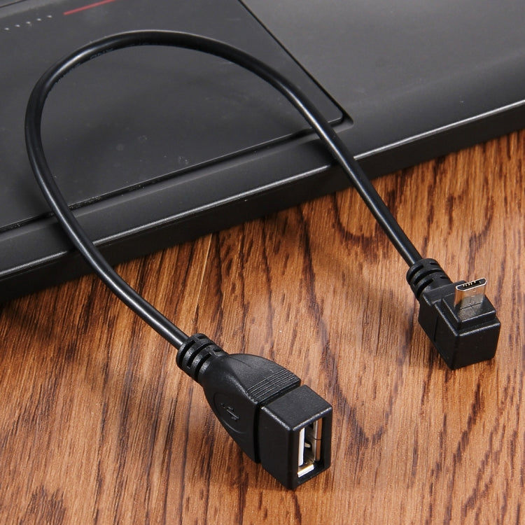 90 Degree Elbow Micro USB Male to USB 2.0 Female OTG Converter Adapter Cable for Samsung Galaxy S7 & S7 Edge / LG G4 / Huawei P8 / Xiaomi Mi4 and other Smartphones (Black)