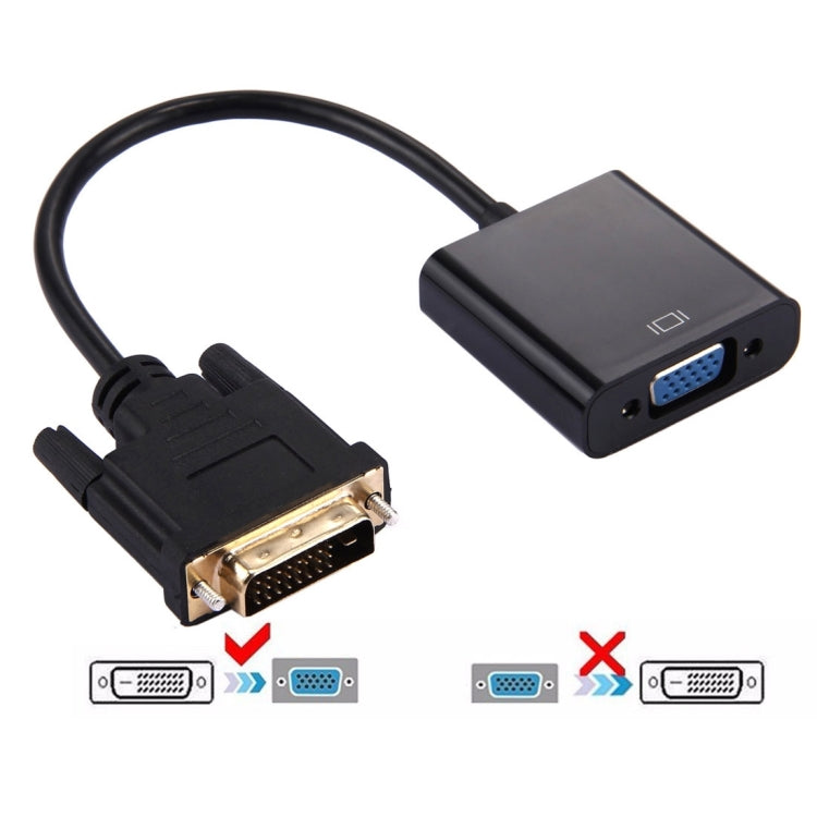 DVI-D 24+1 Pin Man to VGA 15 Pin HDTV Adapter Converter(Black)