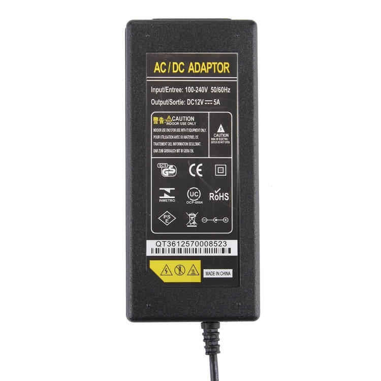 12V 5A AC / DC 5.5 x 2.5mm Power Supply Charger Adapter for LED, US Plug(Black)