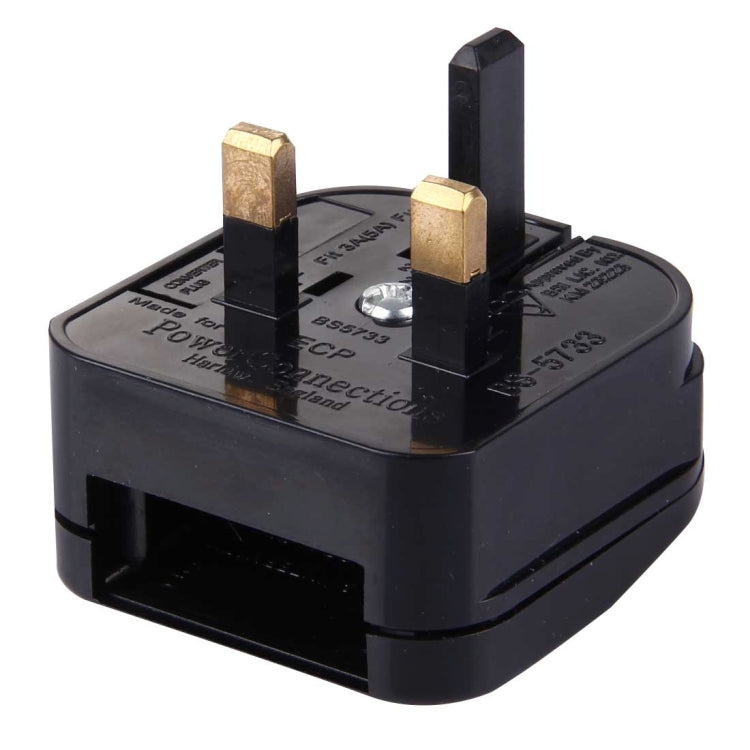 BS-5733 Portable EU Plug to UK Plug Adapter Power Socket Travel Converter with Fuse