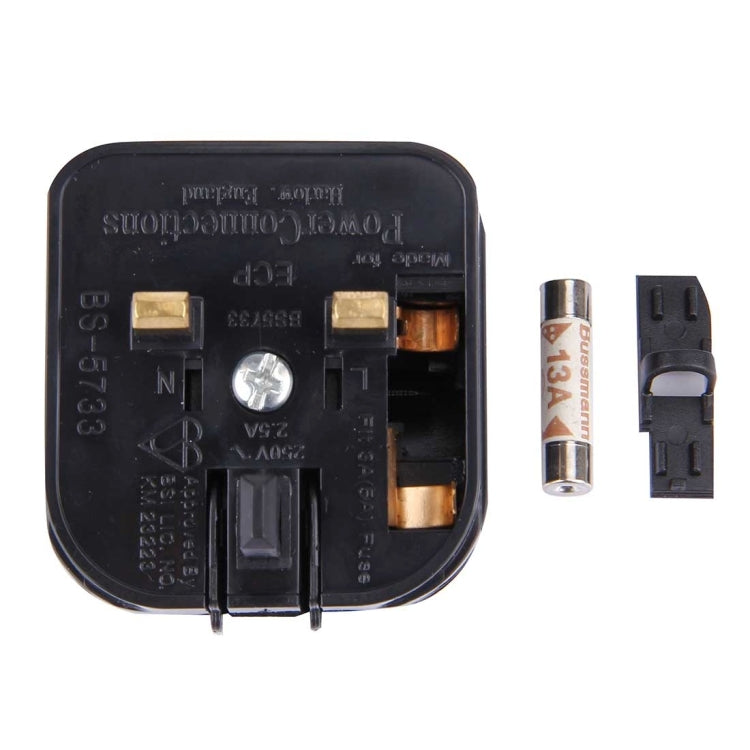 BS-5733 Portable EU Plug to UK Plug Adapter Power Socket Travel Converter with Fuse