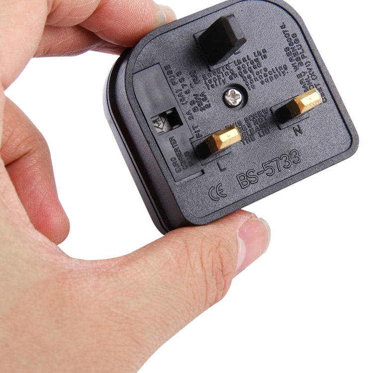 BS-5733 Portable EU Plug to UK Plug Adapter Power Socket Travel Converter with Fuse