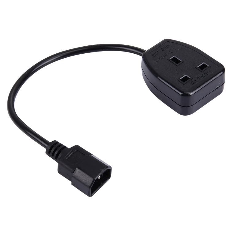 C14 to UK Plug Female Socket Power Extension Cable, Length: 35cm