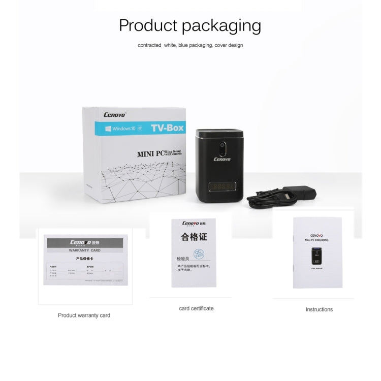 Cenovo Mini PC / TV Box King Kong with 720P Voice Camera, Support Windows 10 OS, Intel Cherry Trail Z8300 Quad Core 1.84GHz, RAM: 4GB, ROM: 64GB, Built in Dual Band WiFi, Bluetooth 4.0(Black)