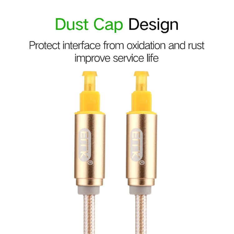 EMK 3m OD4.0mm Gold Plated Metal Head Woven Line Toslink Male to Male Digital Optical Audio Cable