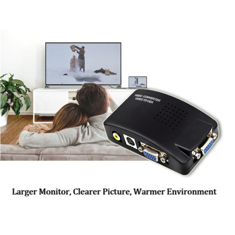 HOWEI HW2401 High Resolution VGA Video Conversion VGA to Video S-Video / PC to TV (VGA to AV) Converter Box (Blue)