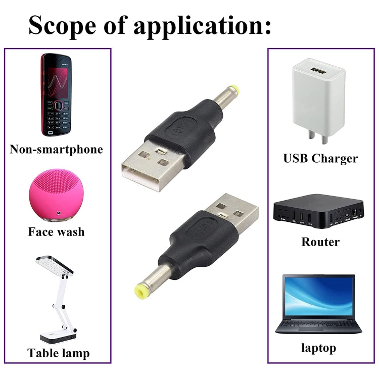 10 PCS 4.0 x 1.7mm Male to USB 2.0 Male DC Power Plug Connector