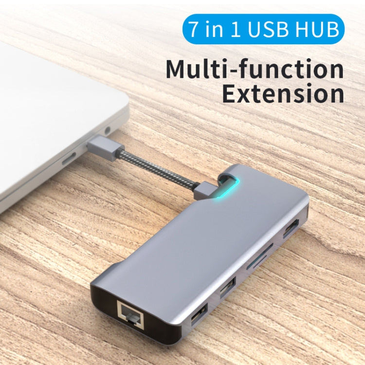 Basix T1907b 7 In 1 Multi-function Type-C / USB-C HUB Expansion Dock(Silver)