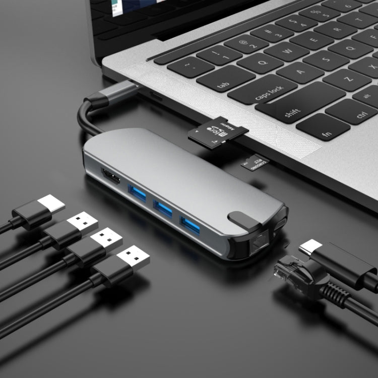 Basix T1908 8 In 1 Multi-function Type-C / USB-C HUB Expansion Dock(Grey)