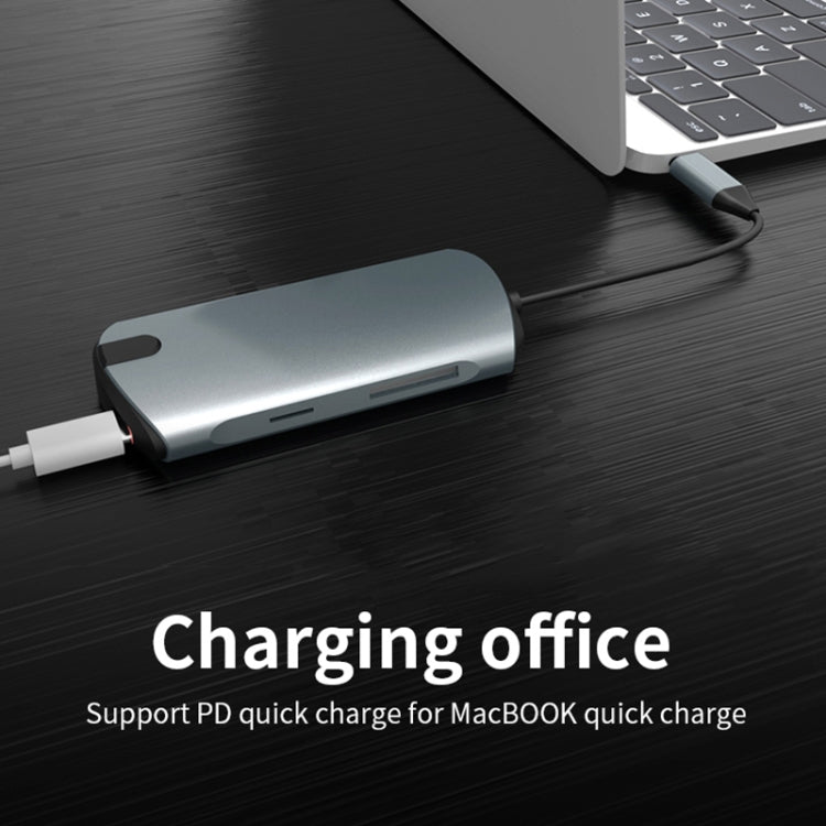 Basix T1908C 8 In 1 Multi-function Type-C / USB-C HUB Expansion Dock(Silver)