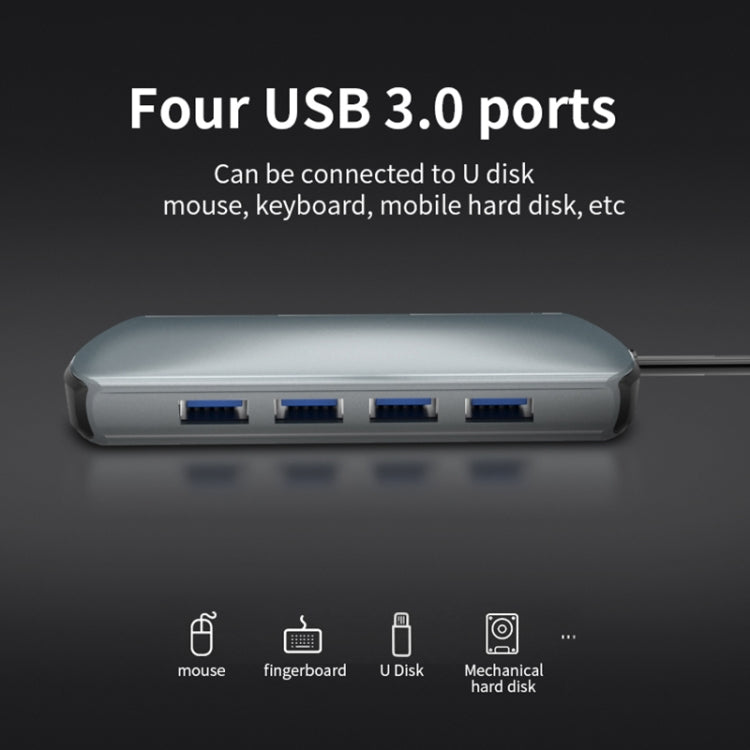 Basix T1908C 8 In 1 Multi-function Type-C / USB-C HUB Expansion Dock(Silver)