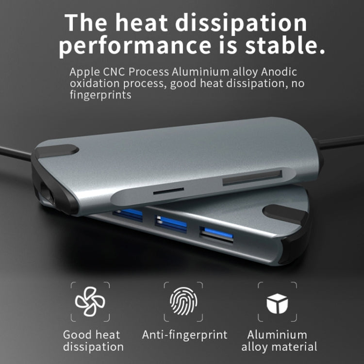 Basix T1908C 8 In 1 Multi-function Type-C / USB-C HUB Expansion Dock(Silver)