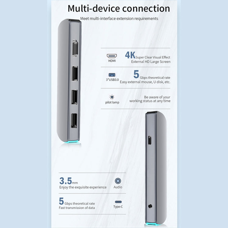 Basix Mate6 6 In 1 Multi-function Type-C / USB-C HUB Expansion Dock