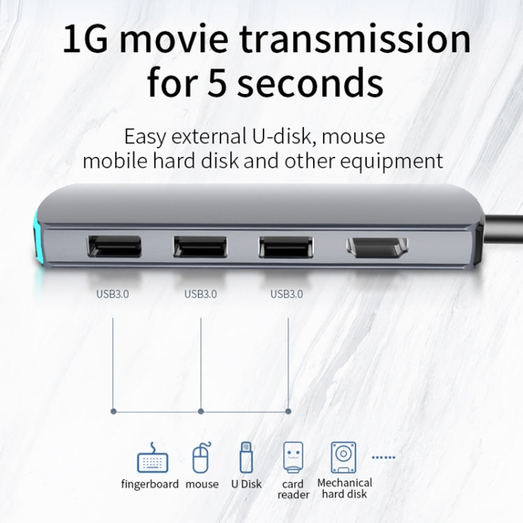 Basix Mate6 6 In 1 Multi-function Type-C / USB-C HUB Expansion Dock