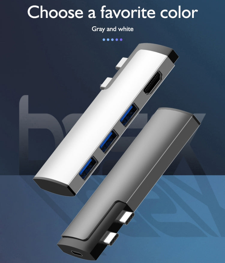 Basix P5 5 In 1 Multi-function Type-C / USB-C HUB Expansion Dock(Grey)