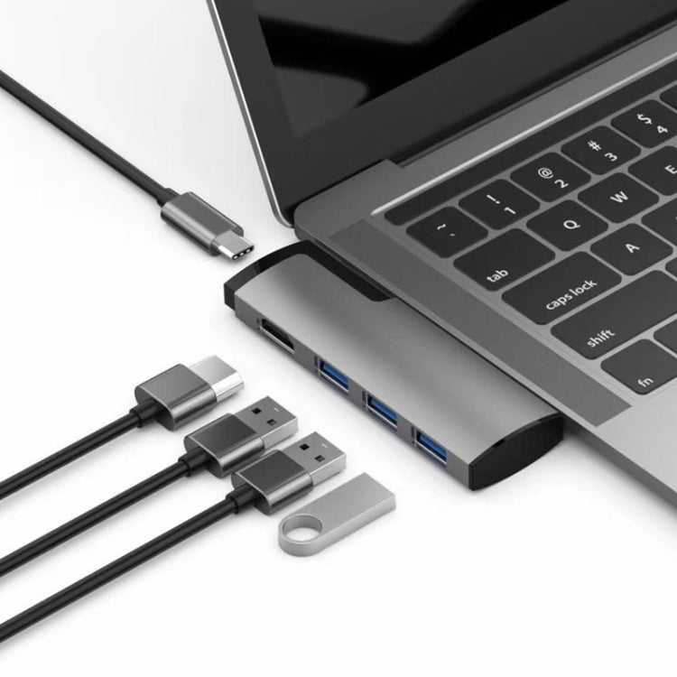 Basix P5 5 In 1 Multi-function Type-C / USB-C HUB Expansion Dock(Grey)