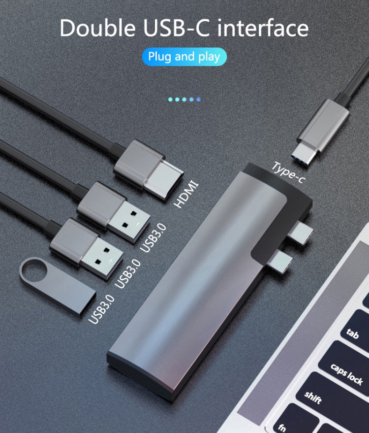 Basix P5 5 In 1 Multi-function Type-C / USB-C HUB Expansion Dock(Grey)