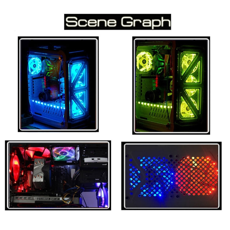 12025 4 Pin DC 12V 0.30A Computer Case Cooler Cooling Fan with LED Light, Size: 120x120x25mm