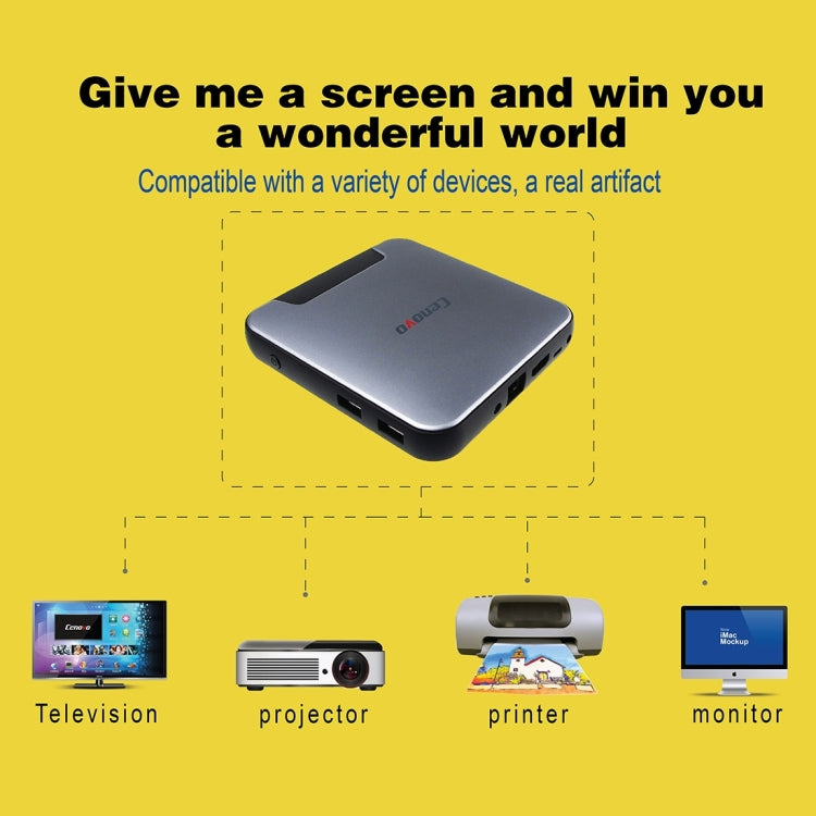 Cenovo MINIPC2 TV Box Windows 10 Mini PC, Intel Cherry Trail Z8300 Quad Core 1.84GHz, RAM: 4GB, ROM: 64GB, Support WiFi / HDMI / Bluetooth / USB(Black)