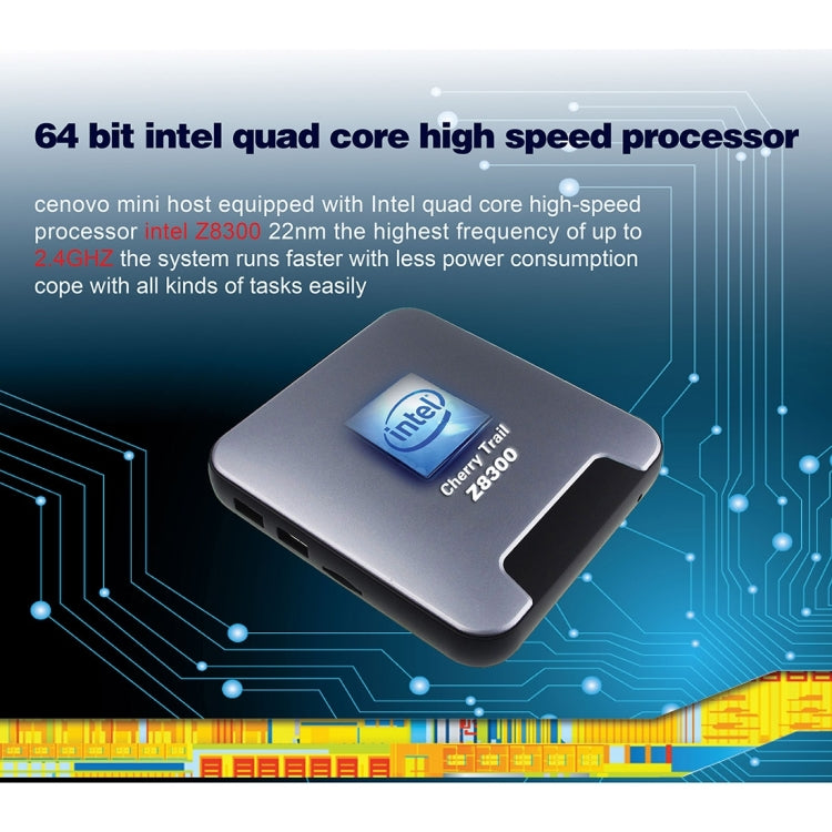 Cenovo MINIPC2 TV Box Windows 10 Mini PC, Intel Cherry Trail Z8300 Quad Core 1.84GHz, RAM: 4GB, ROM: 64GB, Support WiFi / HDMI / Bluetooth / USB(Black)