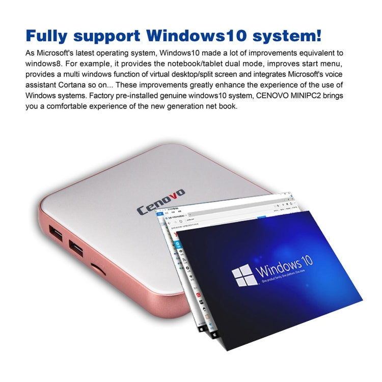 Cenovo MINIPC2 TV Box Windows 10 Mini PC, Intel Cherry Trail Z8300 Quad Core 1.84GHz, RAM: 2GB, ROM: 32GB, Support WiFi / HDMI / Bluetooth / USB(Silver)