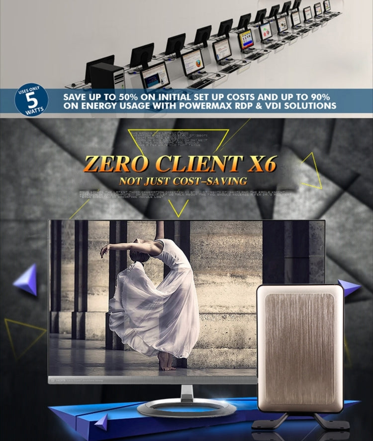 X6 Thin Client Mini PC with Holder, Cortex-A9 Octa-core up to 1.2GHz, 1GB RAM, 8GB ROM, Embedded Linux Kernel, Support Online Video Play up to 1080P HD(Gold)