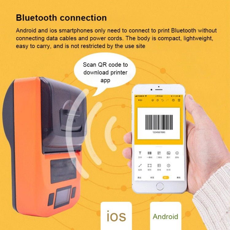 Automatic Label Printer Handheld Portable Small Bluetooth Thermal Printer(Red)