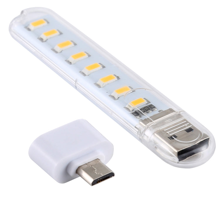 8LEDs 5V 200LM USB LED Book Light Portable Night Light, with Micro Adapter