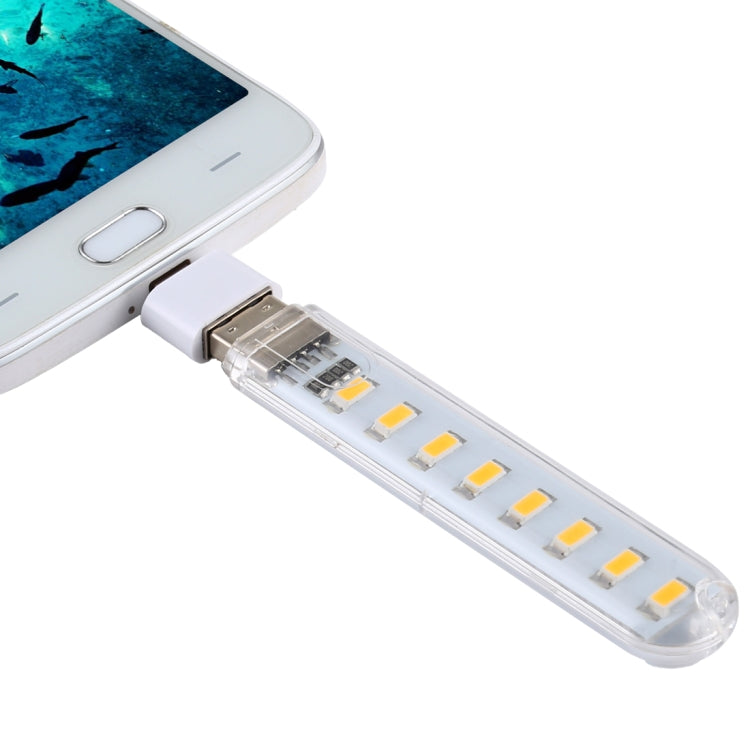 8LEDs 5V 200LM USB LED Book Light Portable Night Light, with Micro Adapter