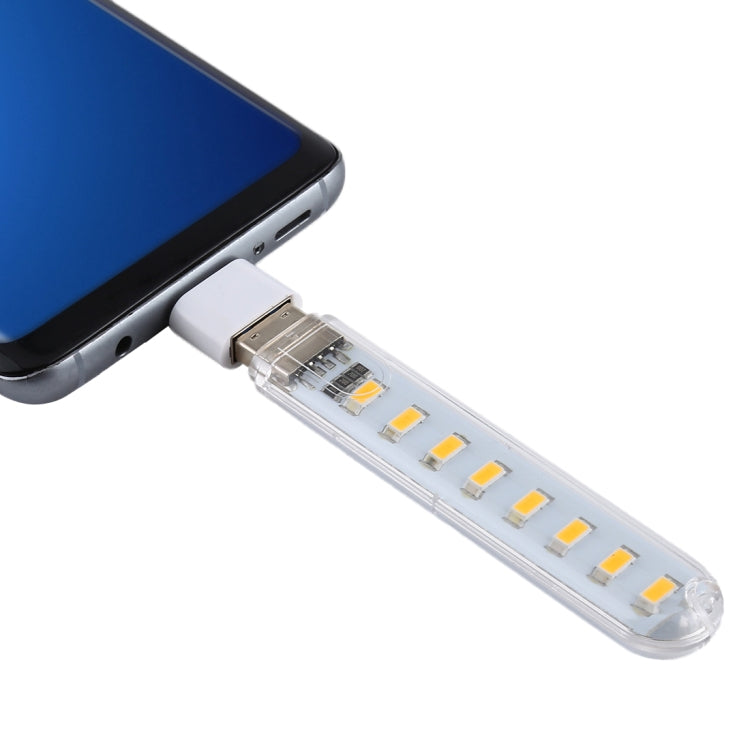 8LEDs 5V 200LM USB LED Book Light Portable Night Light, with Type-C Adapter