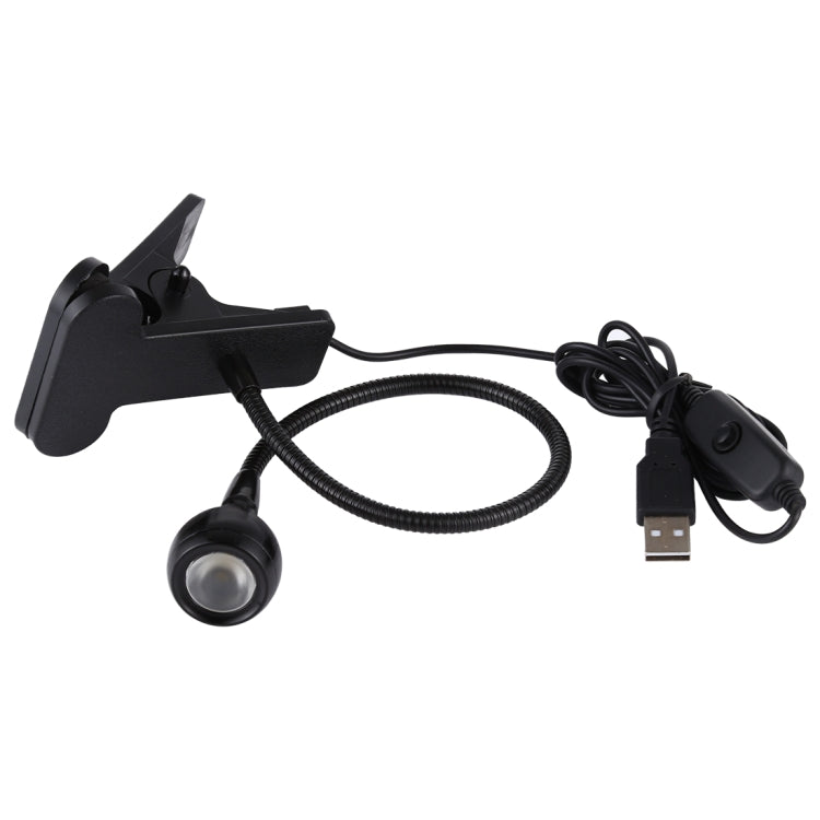 3W 360 Degree Rotation USB Metal Flexible Neck Warm White Light LED Light with Switch & Clip(Black)