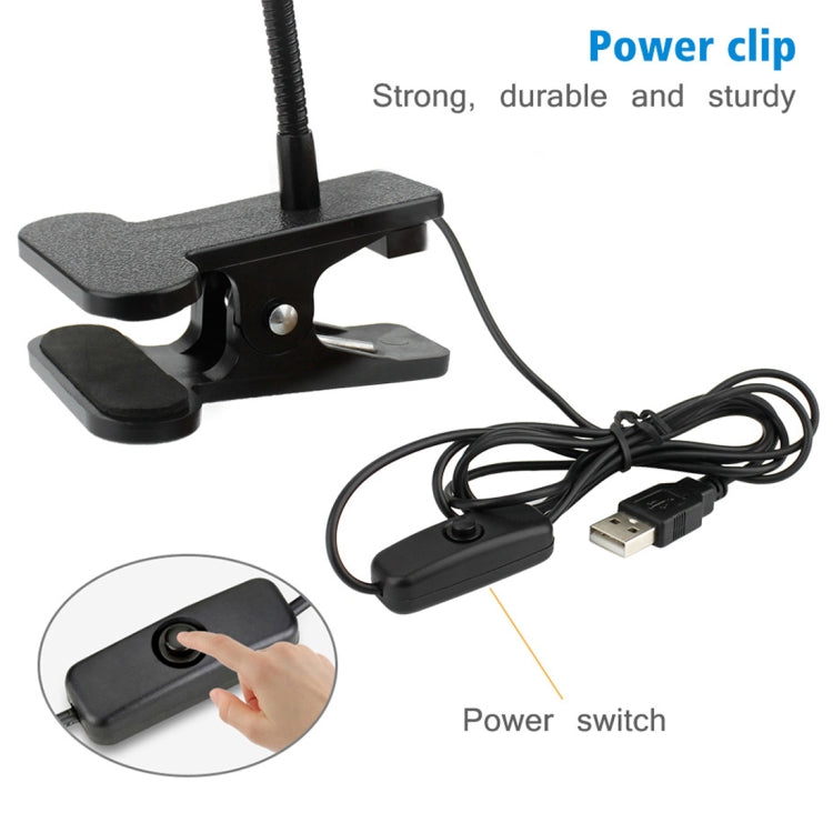 3W 360 Degree Rotation USB Metal Flexible Neck Warm White Light LED Light with Switch & Clip(Black)