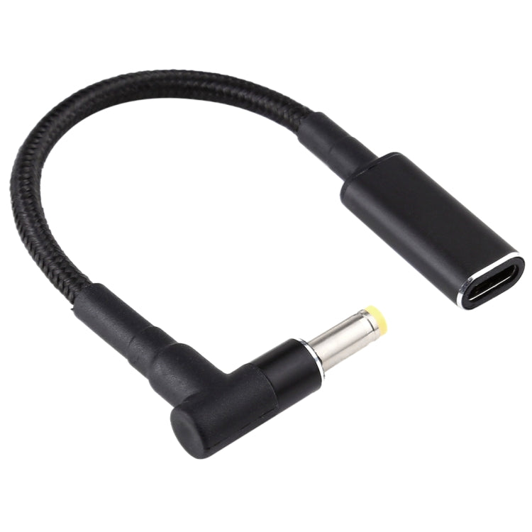 PD 100W 18.5-20V 4.8 x 1.7mm Elbow to USB-C / Type-C Adapter Nylon Braid Cable