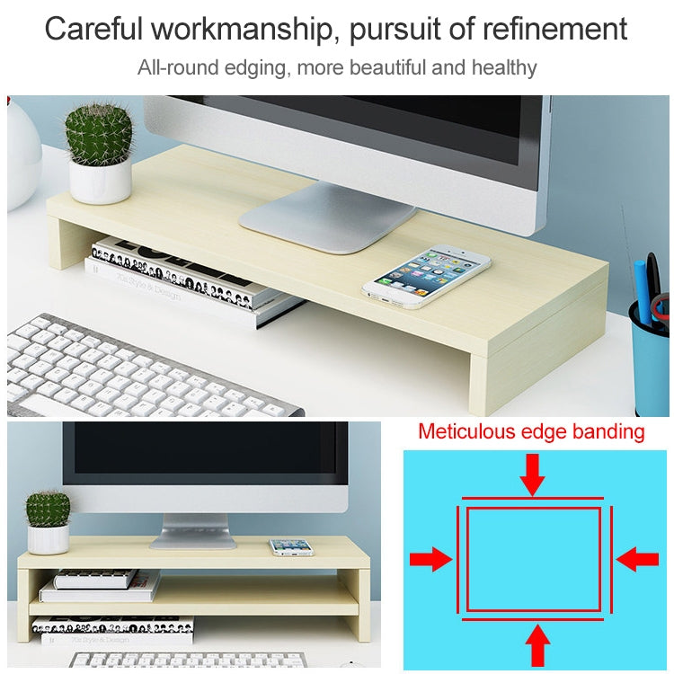 2 Layers Wooden Monitor Stand PC Computer Screen Monitor Riser, B Version (White)