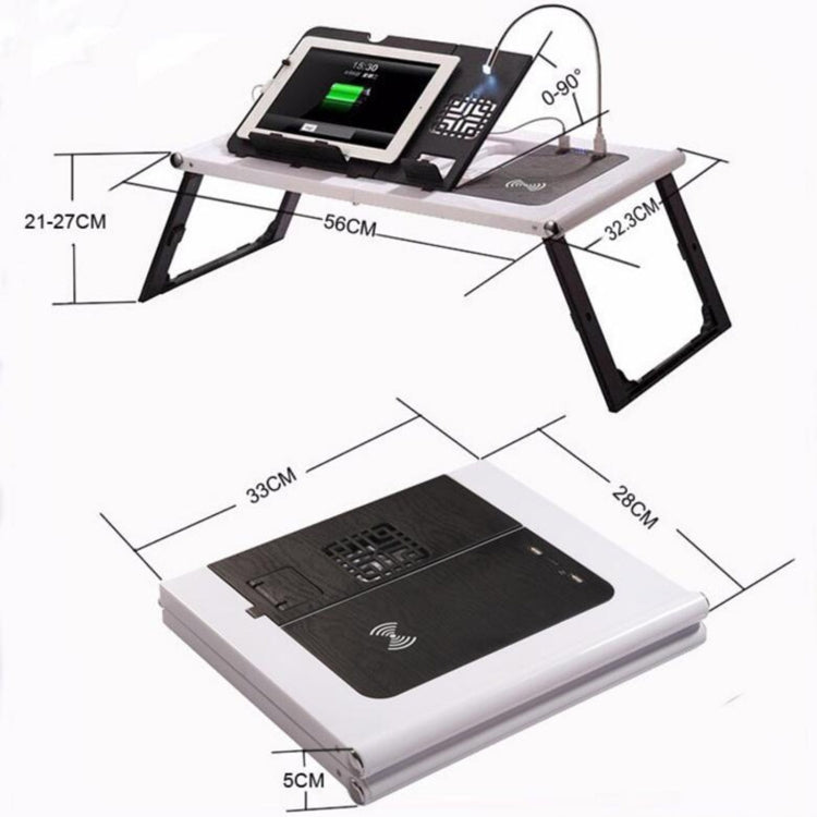 LD99-3 Height Adjustable Foldable Laptop Desk Smart Table with Wireless Charger (Black)
