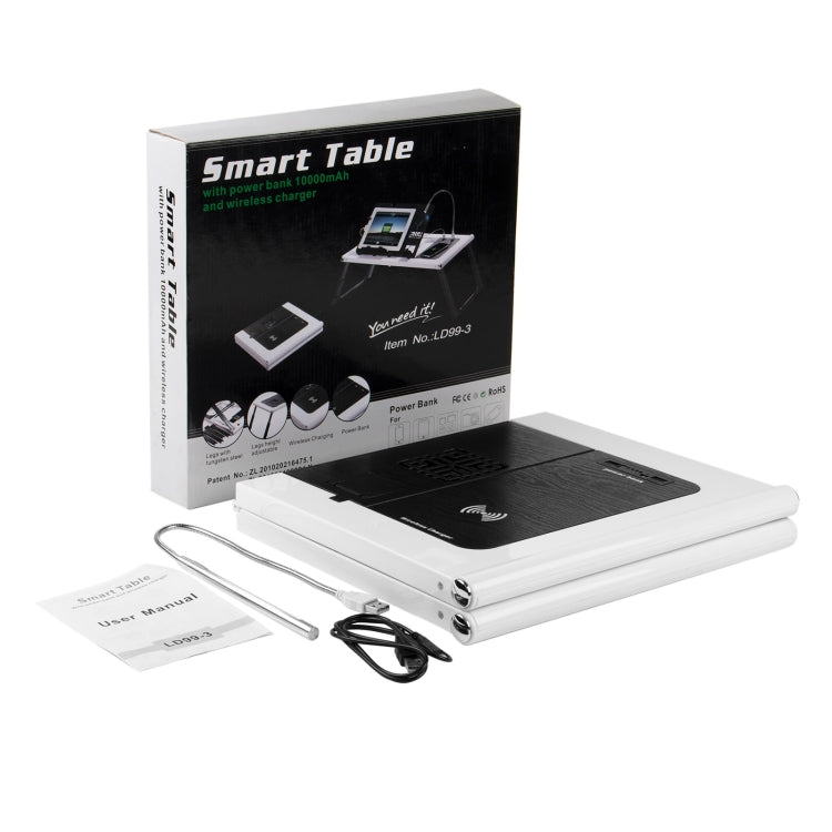 LD99-3 Height Adjustable Foldable Laptop Desk Smart Table with Wireless Charger (Black)