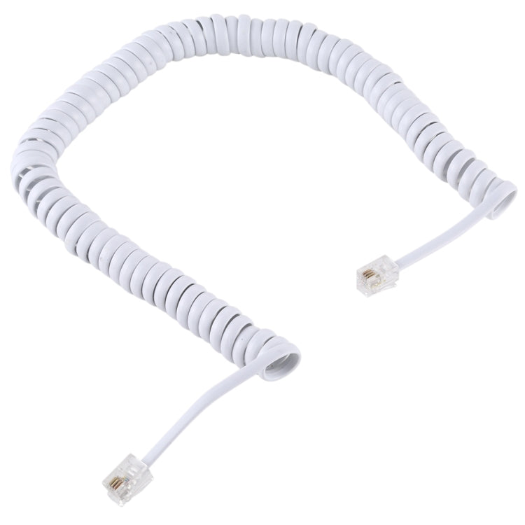 4 Core Male to Male RJ11 Spring Style Telephone Extension Coil Cable Cord Cable, Stretch Length: 2m