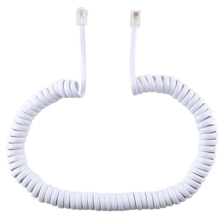 4 Core Male to Male RJ11 Spring Style Telephone Extension Coil Cable Cord Cable, Stretch Length: 2m