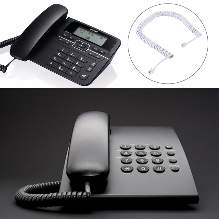 4 Core Male to Male RJ11 Spring Style Telephone Extension Coil Cable Cord Cable, Stretch Length: 2m