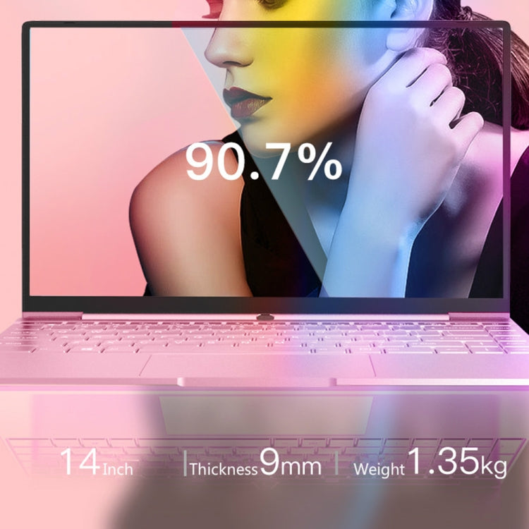 F20 Laptop, 14 inch, 12GB+256GB, Windows 10 OS, Intel Celeron N5095 Quad Core 2.0-2.9GHz, Support TF Card & Bluetooth & WiFi, US Plug(Rose Gold)